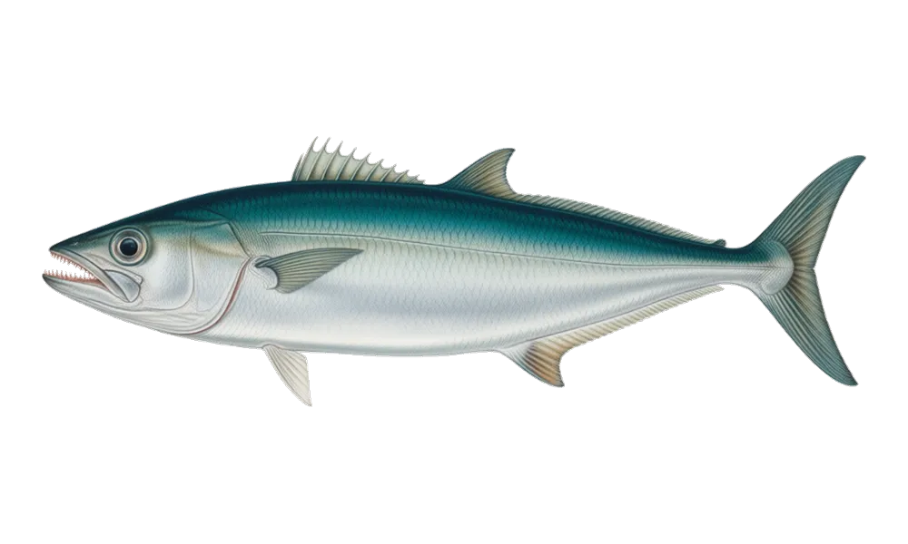 Bluefish (Pomatomus saltatrix) fish identification illustration