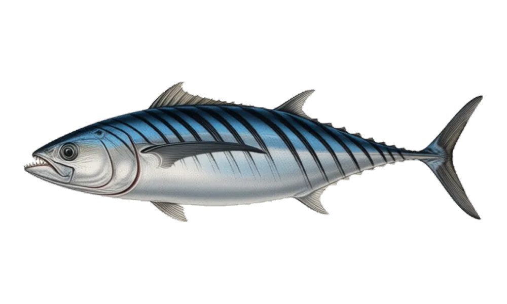 Bonito / Atlantic (Sarda sarda) fish identification illustration