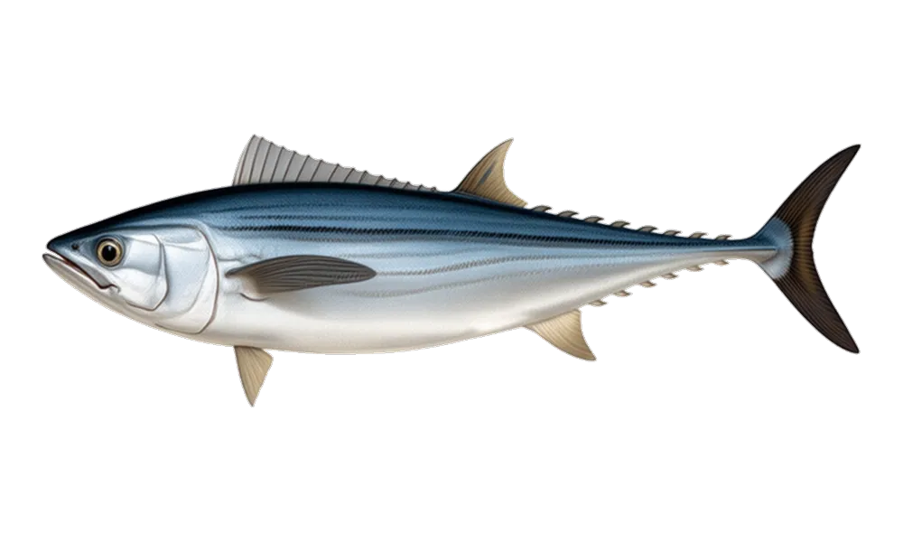 Bonito (Sarda lineolata) fish identification illustration