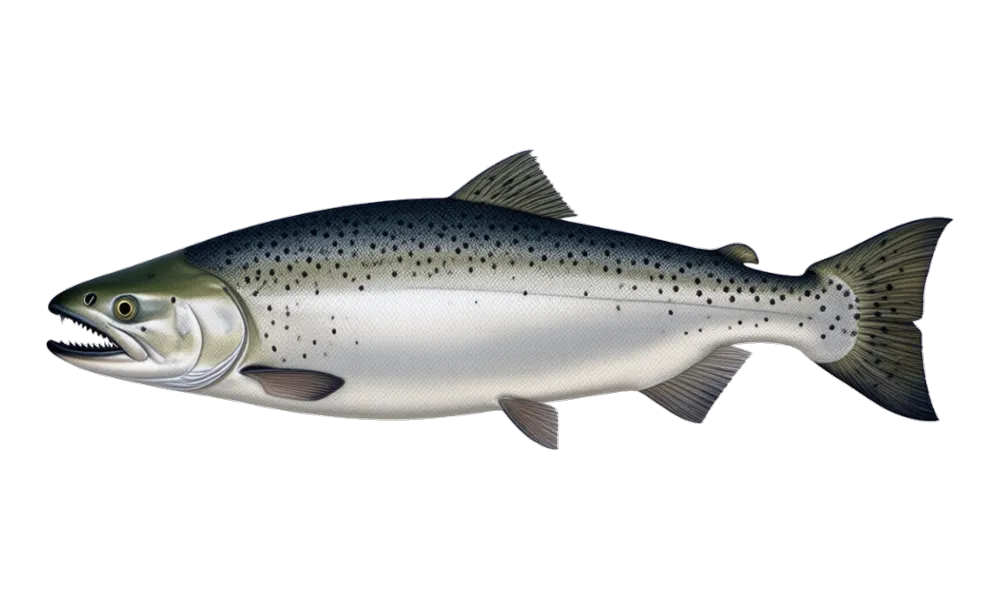 Chinook / King Salmon (Oncorhynchus tshawytscha) fish identification illustration