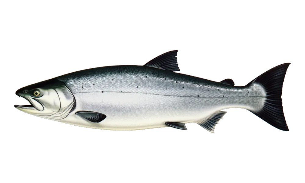 Chinook Salmon (Oncorhynchus tshawytscha) fish identification illustration