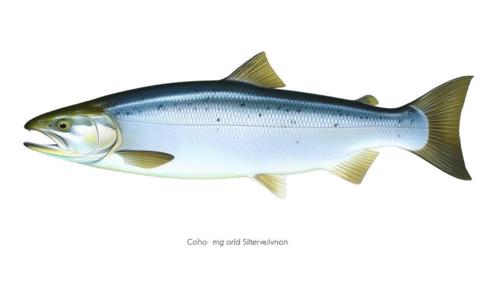 Coho / Silver Salmon (Oncorhynchus kisutch) fish identification illustration