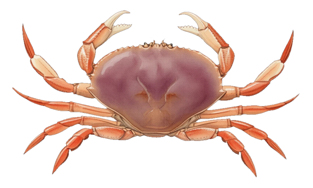 Dungeness Crab* (Metacarcinus magister) fish identification illustration