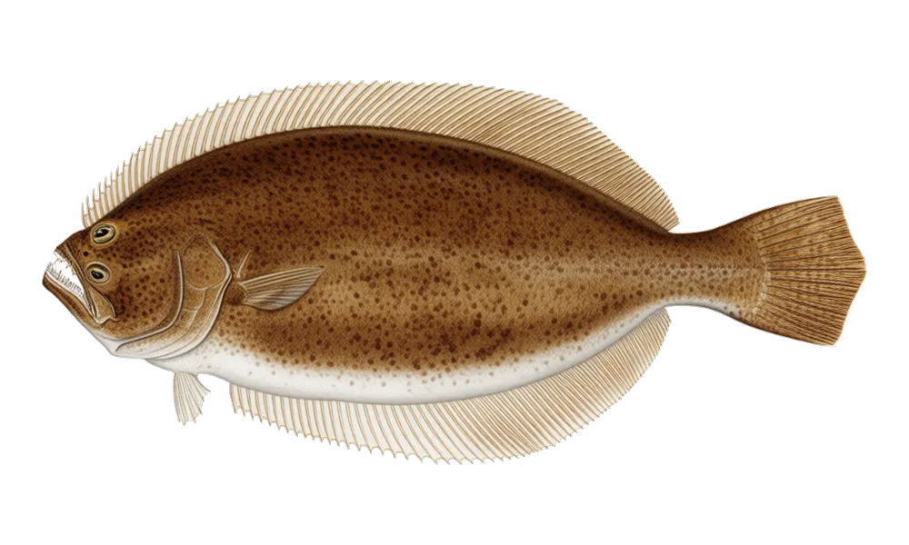 Flounder (Paralichthys lethostigma) fish identification illustration