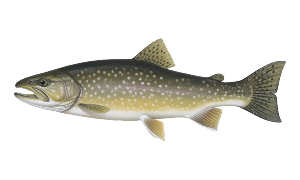 Lake Trout (Salvelinus namaycush) fish identification illustration