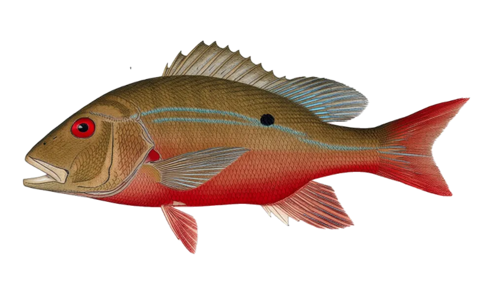Mutton Snapper (Lutjanus analis) fish identification illustration