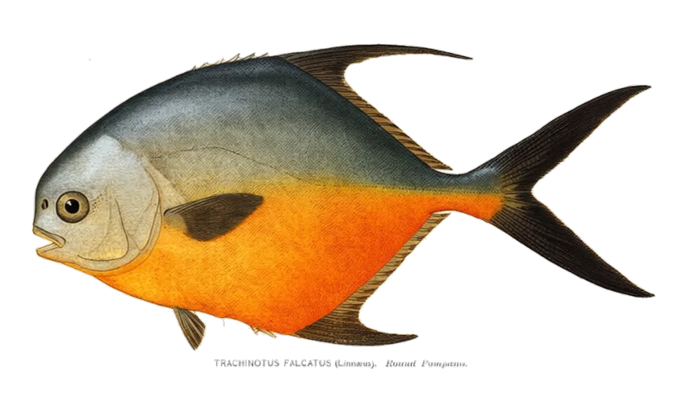 Permit (Trachinotus falcatus) fish identification illustration