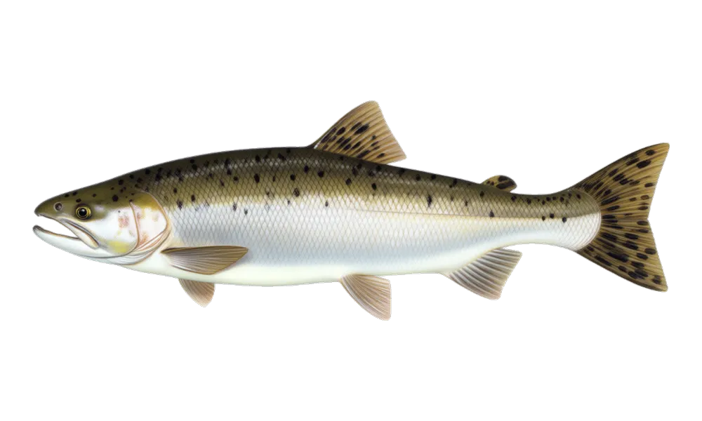 Pink Salmon (Oncorhynchus gorbuscha) fish identification illustration
