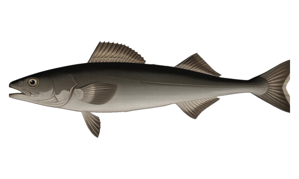 Sablefish (Anoplopoma fimbria) fish identification illustration