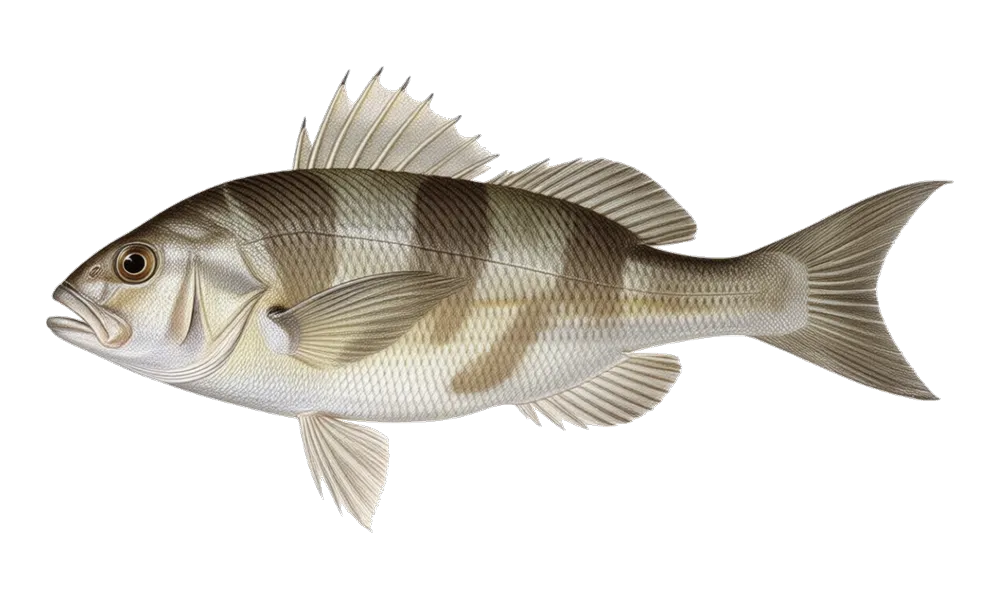 Scup / Porgy (Stenotomus chrysops) fish identification illustration