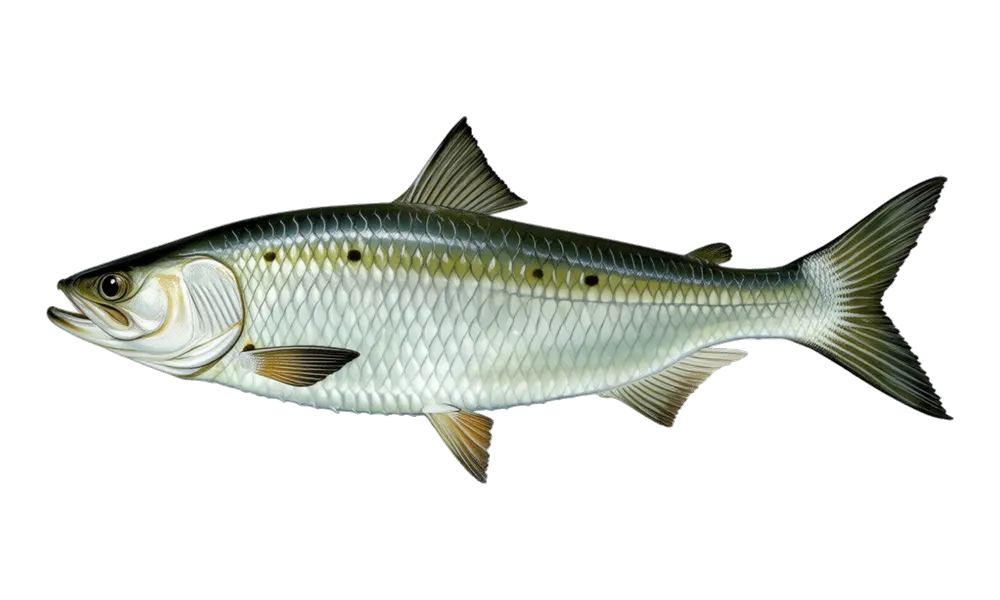 Shad (Alosa sapidissima) fish identification illustration