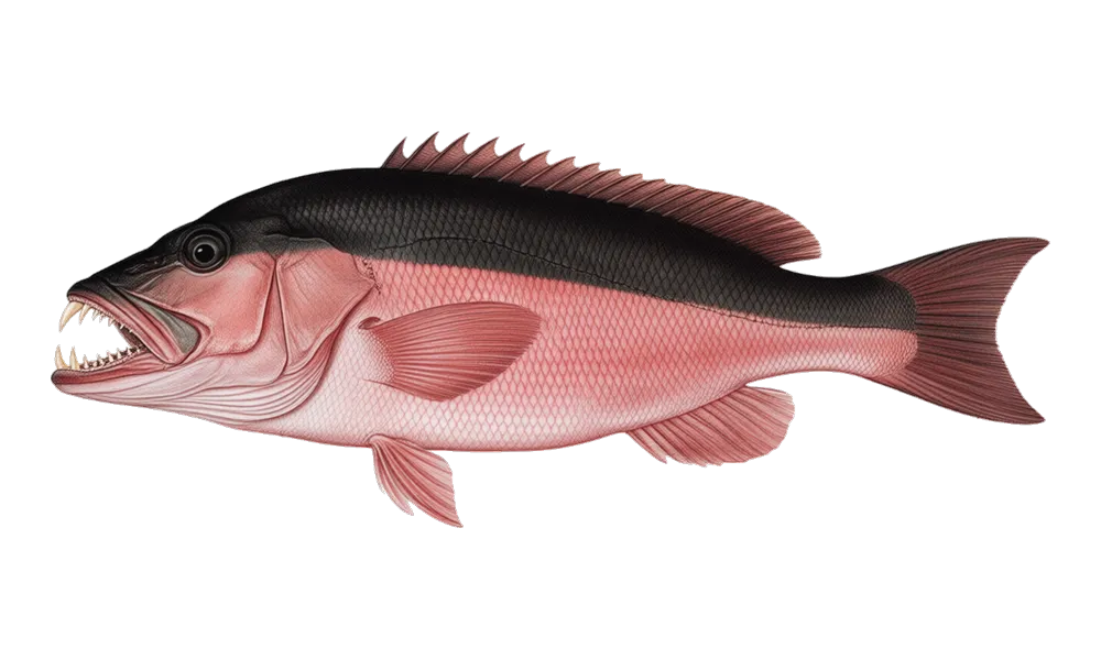 Sheephead (Semicossyphus pulcher) fish identification illustration