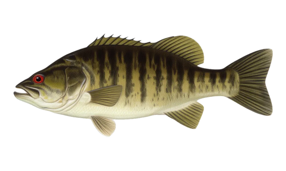 Smallmouth Bass (Micropterus dolomieu) fish identification illustration