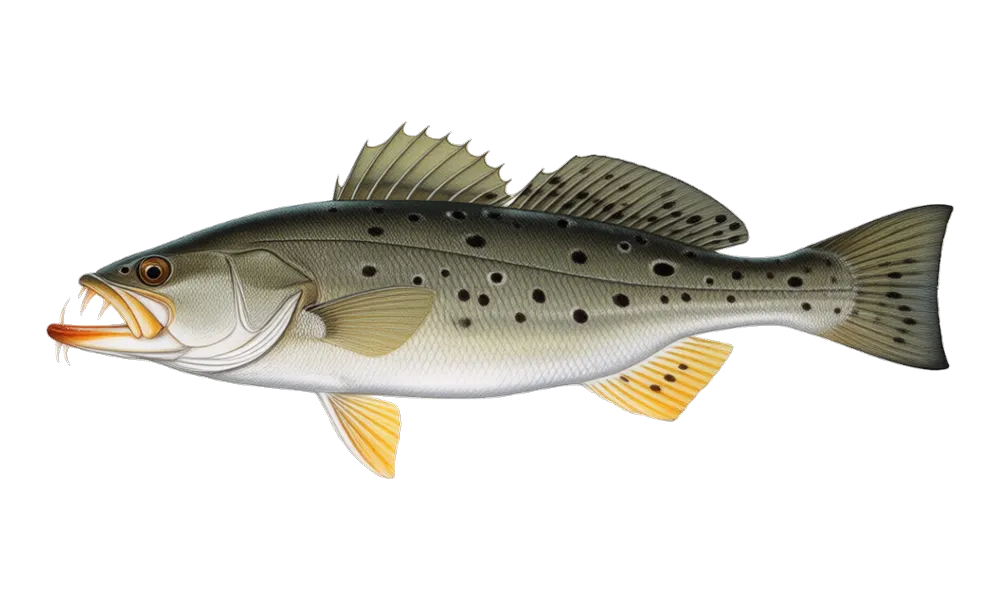 Spotted Seatrout (Cynoscion nebulosus) fish identification illustration