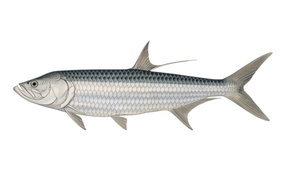 Tarpon (Megalops atlanticus) fish identification illustration
