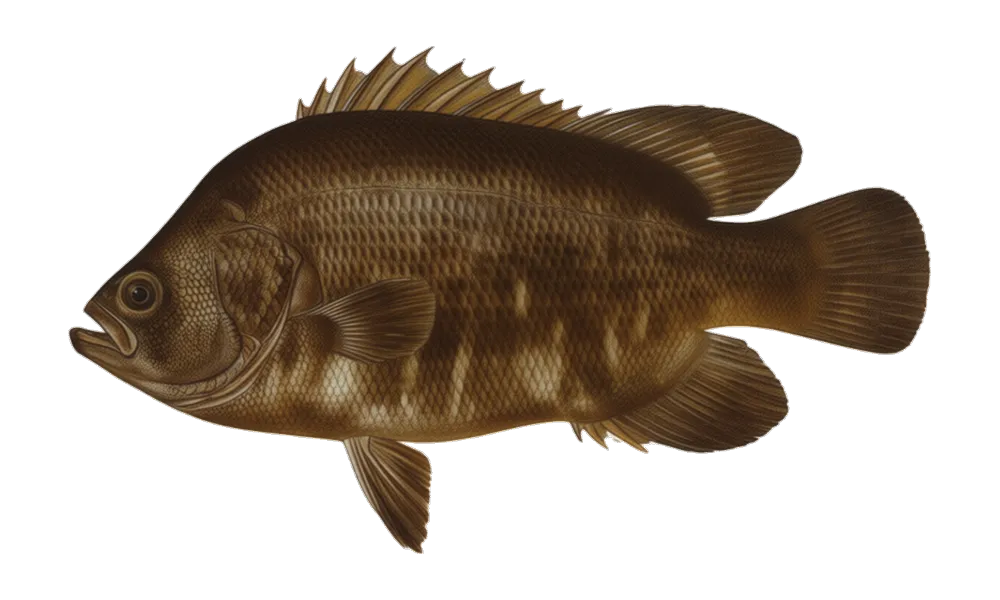 Tripletail (Lobotes surinamensis) fish identification illustration