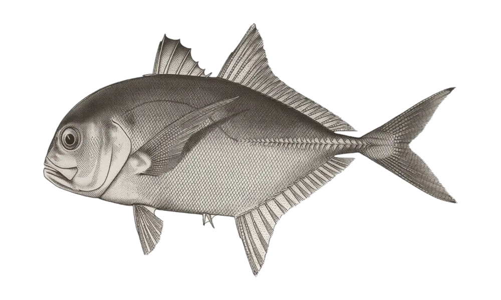 Ulua (Giant Trevally) (Caranx ignobilis) fish identification illustration