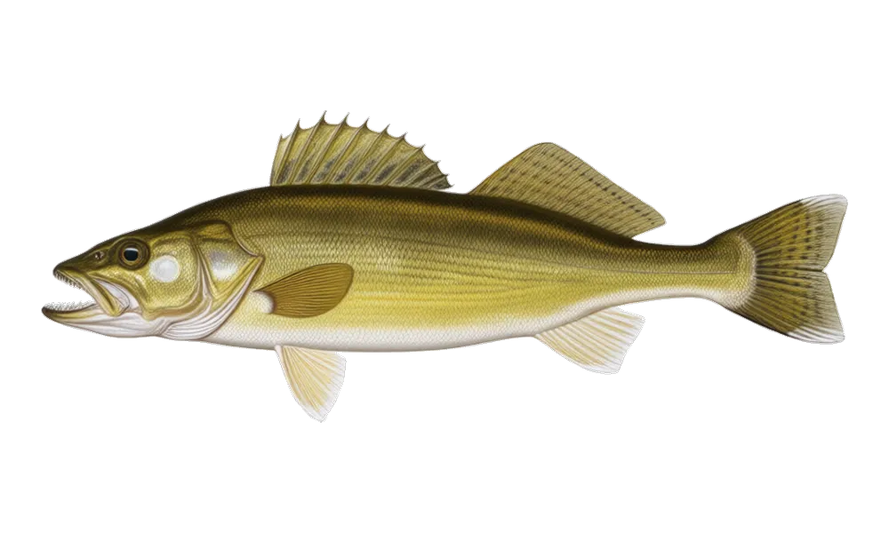 Walleye (Sander vitreus) fish identification illustration