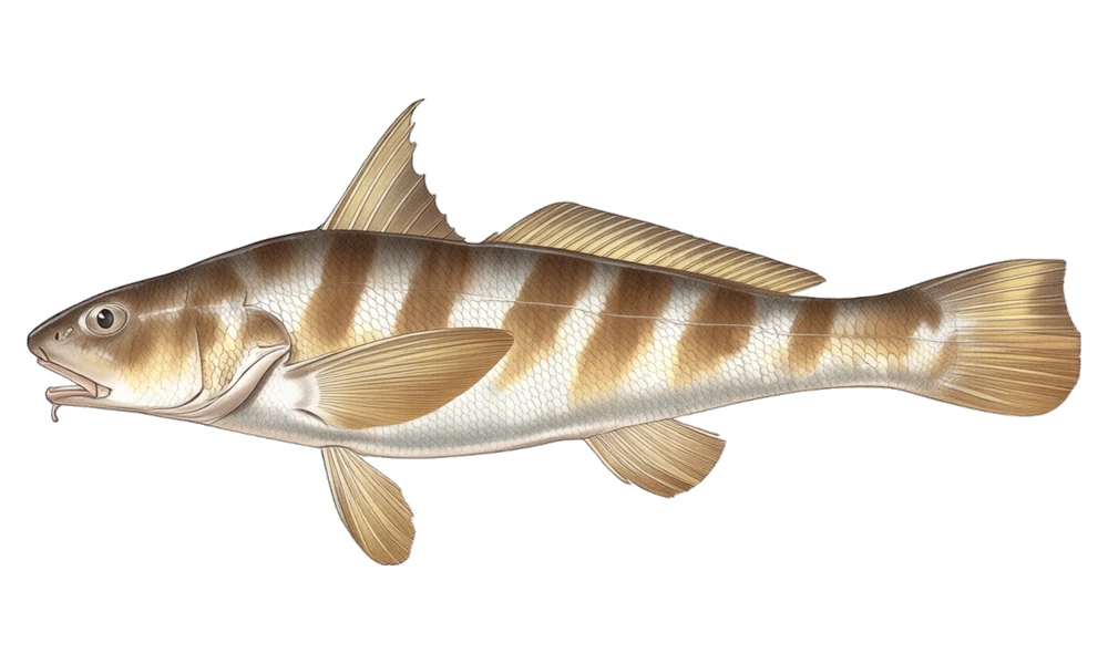 Whiting (Kingfish) (Menticirrhus americanus) fish identification illustration