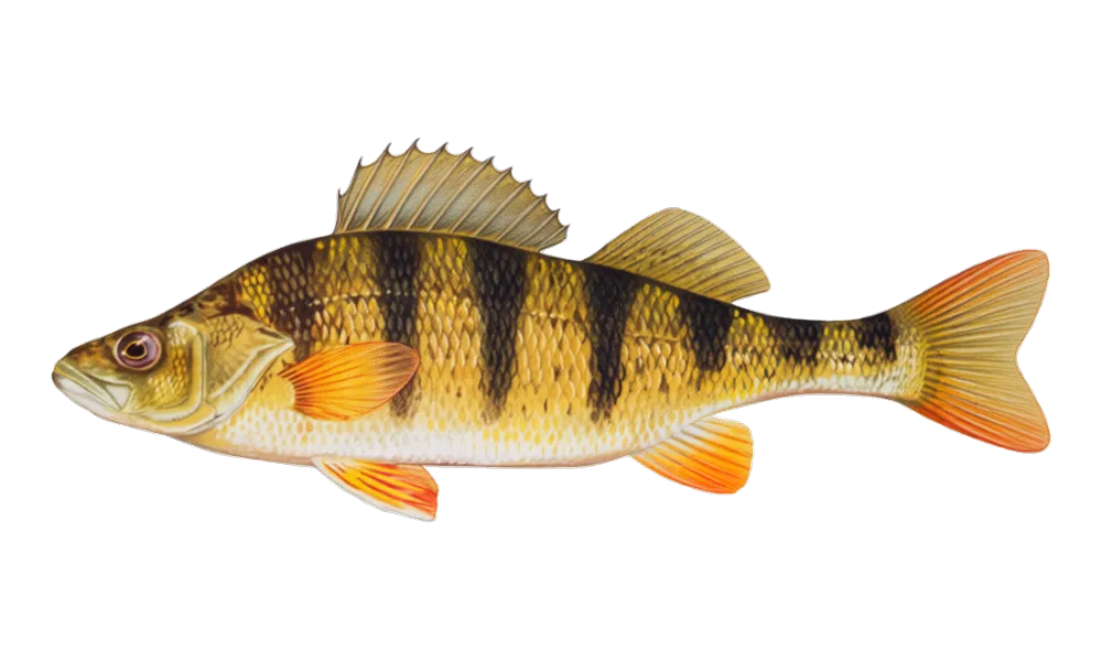 Yellow Perch (Perca flavescens) fish identification illustration